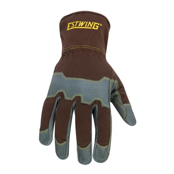 Reinforced Knuckle Leather Palm Work Glove with Elastic Sewn Extended Cuff, X-Large, Estwing, Mfr#: EWLP1011