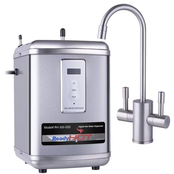 Instant Hot Water Dispenser with Brushed Nickel Dual Lever Faucet and Digital Display, Ready Hot, Mfr#: 41-RH-300-F560-BN