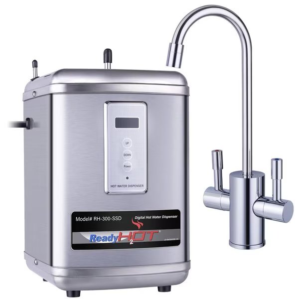 Instant Hot Water Dispenser with Polished Chrome Dual Lever Faucet and Digital Display, Ready Hot, Mfr#: 41-RH-300-F560-CH