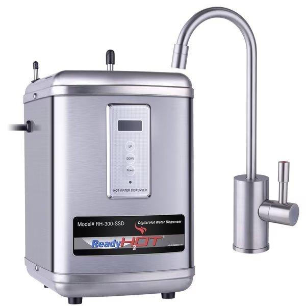 Instant Hot Water Dispenser with Brushed Nickel Hot Water Faucet and Digital Display, Ready Hot, Mfr#: 41-RH-300-F570-BN