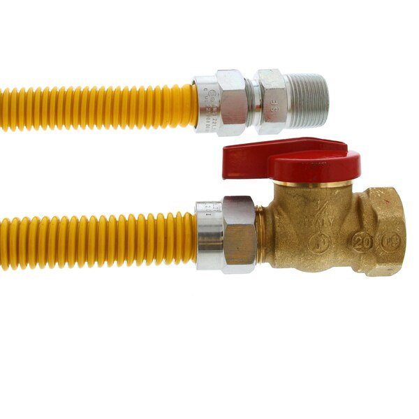 5/8" OD (1/2" ID) Gas Connector, 3/4" FIP x 3/4" FIP Ball Valve x 48", Jones Stephens, Mfr#: G71240