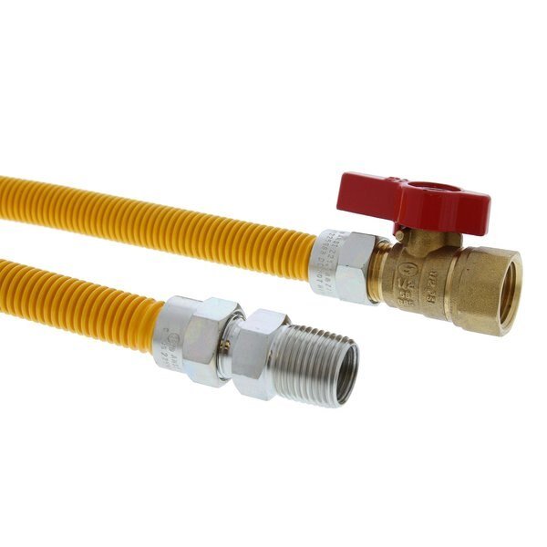1/2" OD (3/8" ID) Gas Connector, 1/2" MIP x 1/2" FIP Ball Valve x 24", Jones Stephens, Mfr#: G72308