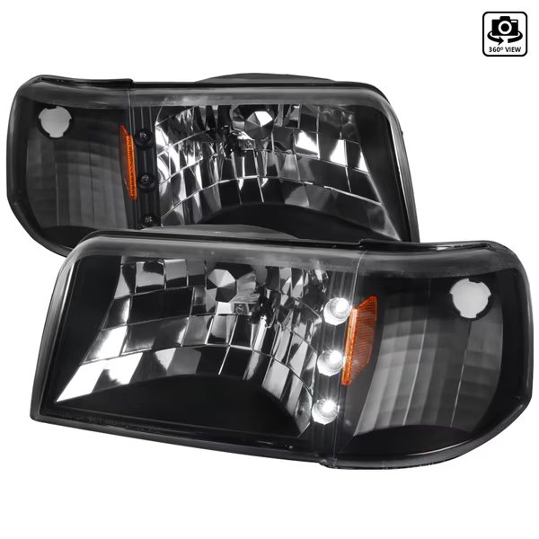 93-97 Ford Ranger Headlights With LED- Black, Spec-D Tuning, Mfr#: 2LCLH-RAN93JM-V2-OZ