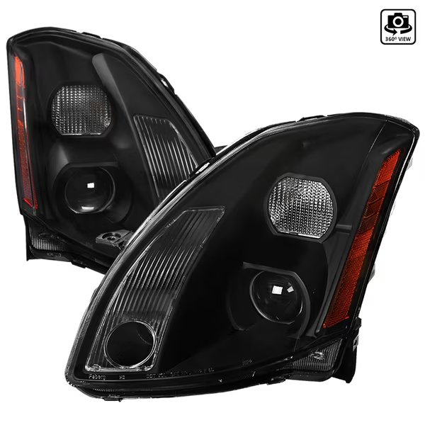 04-06 Nissan Maxima Projector Headlight - Black, Spec-D Tuning, Mfr#: 2LHP-MAX04JM-RS
