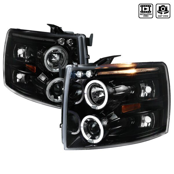 07-13 Chevrolet Silverado Dual Halo LED Pro Headlights, Spec-D Tuning, Mfr#: 2LHP-SIV07BK-TM