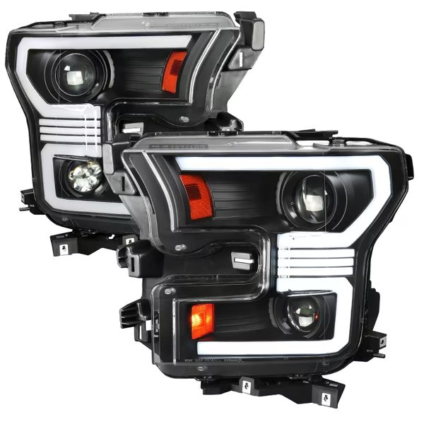 Ford F150 Led Projector Headlights Matte Black Housing 2015-2017, Spec-D Tuning, Mfr#: 2LHP-F15015JM-SQ-RS