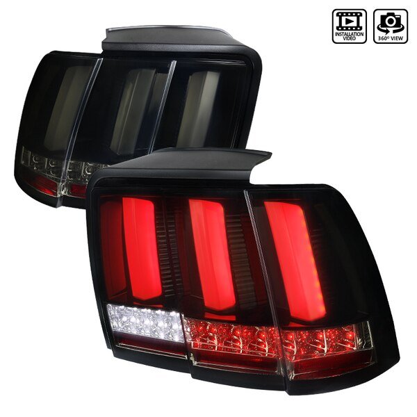 99-04 Ford Mustang Facelift Sequential LED Tail Light Glossy Black, Spec-D Tuning, Mfr#: LT-MST99BBLED-SQ-TM
