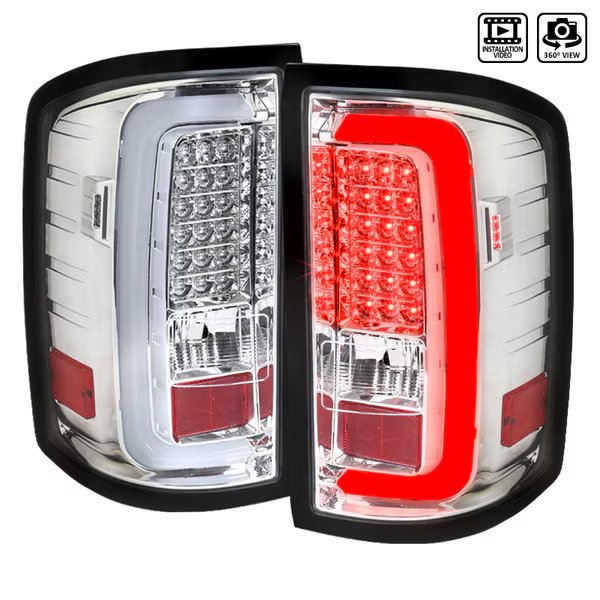 14-16 GMC Sierra LED Tail Lights - Chrome, Spec-D Tuning, Mfr#: LT-SIE14CLED-TM