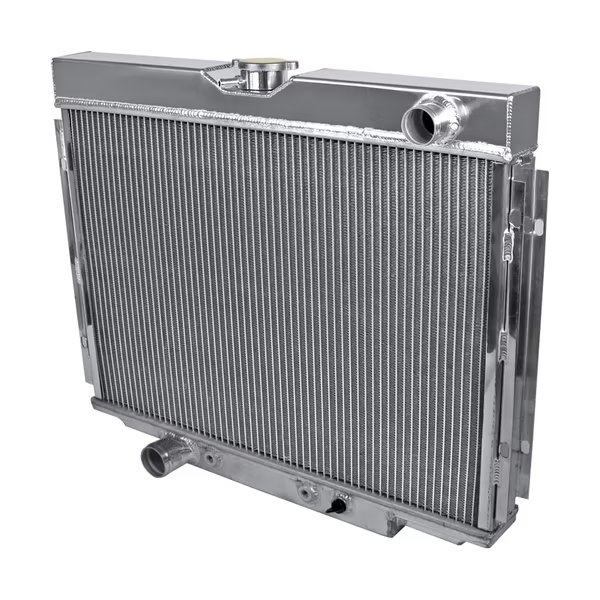 67-70 Ford Mustang Left Side Lower Outlet Tri Core - 24 Inches, Spec-D Tuning, Mfr#: RAD3-MST67D24