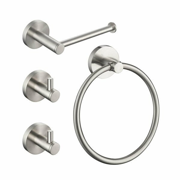 Circular 4-Piece Bathroom Hardware Set, Kibi, Mfr#: C-KBA14-4BN-1