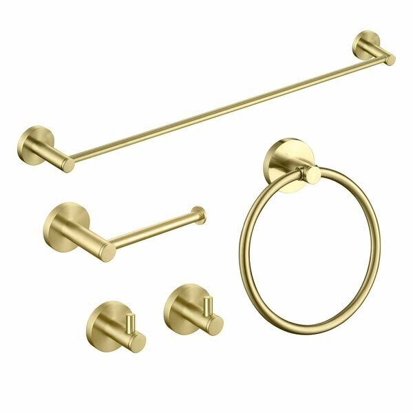 Circular 5-Piece Bathroom Hardware Set, Kibi, Mfr#: C-KBA14-5BG-1