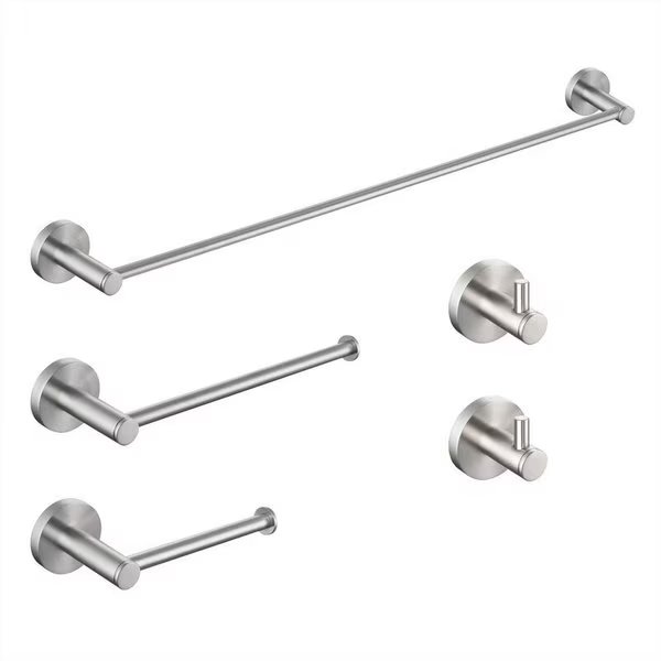 Circular 5 Piece Bathroom Hardware Set, Kibi, Mfr#: C-KBA14-5BN