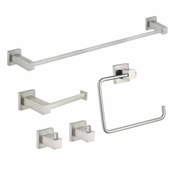 Cube 5-Piece Bathroom Hardware Set, Kibi, Mfr#: C-KBA15-5BN-1