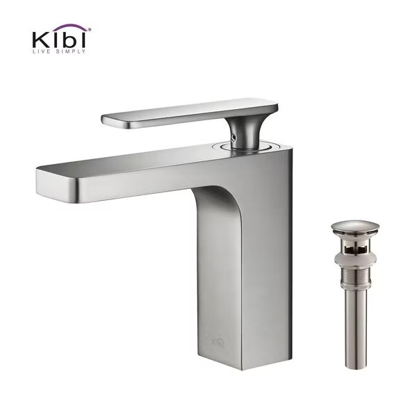 Infinity Single Handle Bathroom Vanity Sink Faucet with Pop Up Drain, Kibi, Mfr#: C-KBF1006BN-KPW100BN