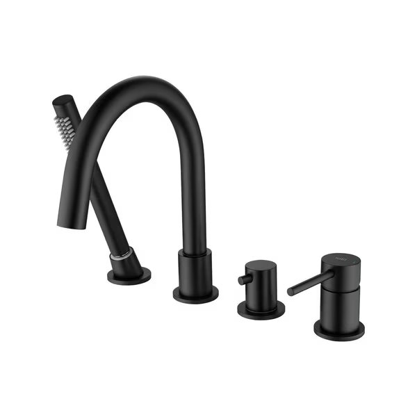Circular Deck Mounted Bathtub Faucet with Hand Shower, Matte Black, Kibi, Mfr#: KTF3101MB