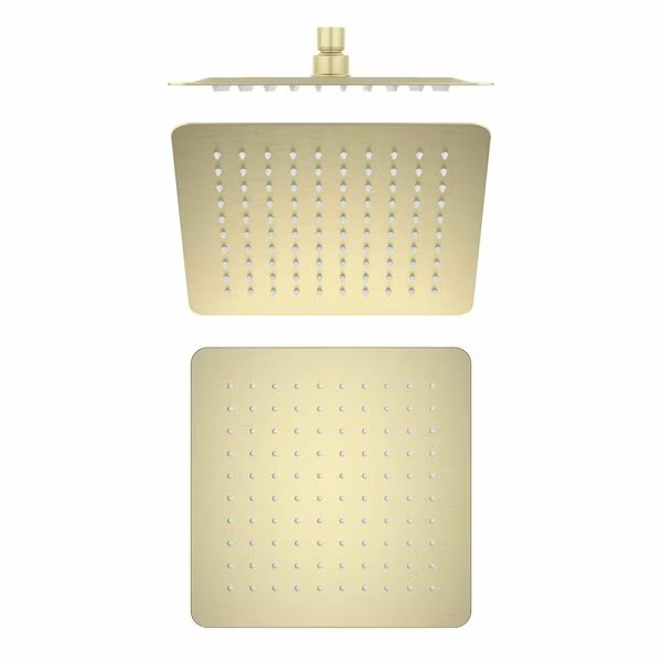 Cube 10 Metal Ultra Thin Profile Rain Shower Head 1.75 GPM - Brushed Gold, Kibi, Mfr#: SH1003BG