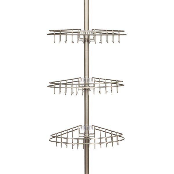 3-Tier Spring Tension Shower Corner Pole Caddy, Satin Nickel, Kenney Mfg, Mfr#: KN61520V1