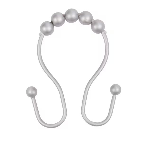 Rust-Proof Beaded Roller Double Shower Hooks, Set of 12, Matte Grey, Kenney Mfg, Mfr#: KN67124