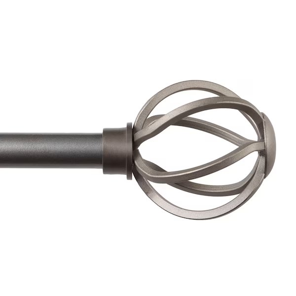 Kenney Cage 5/8" Standard Decorative Window Curtain Rod, 28-48", Pewter, Kenney Mfg, Mfr#: KN75213NP