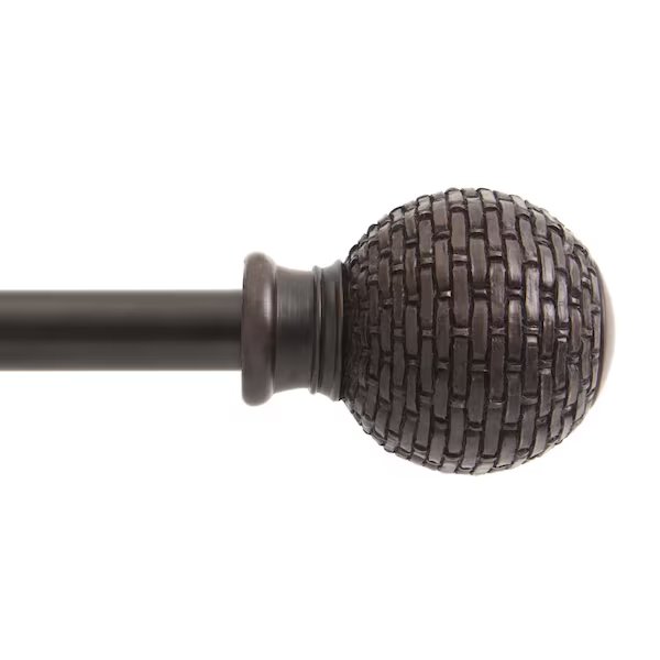 Kenney Woven Ball 5/8" Standard Decorative Window Curtain Rod, 48-86", Weathered Brown, Kenney Mfg, Mfr#: KN75799NP