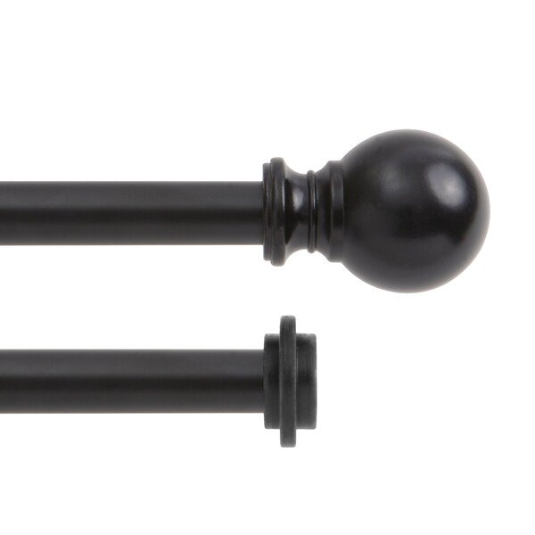 Kenney Ball 5/8" Standard Decorative Window Double Curtain Rod, 66-120", Matte Black, Kenney Mfg, Mfr#: KN75918NP