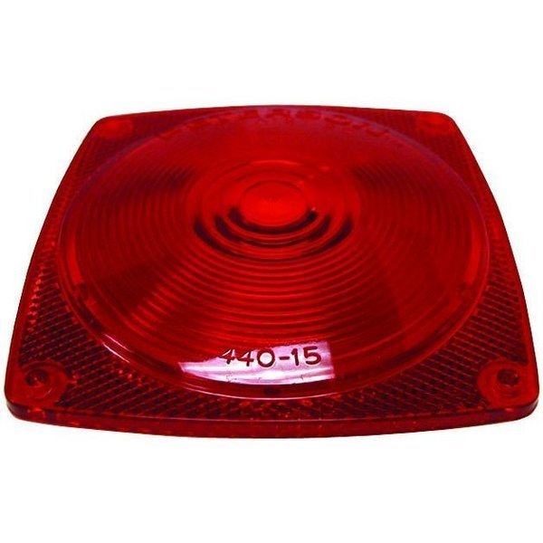 Replacement Lens Fits Peterson Light Series 440L 441L 444L 452L Square Red ScrewOn Mount, Peterson Manufacturing, Mfr#: 440-15