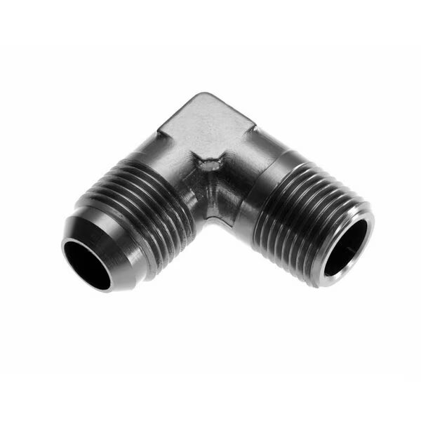 -6 AN Male To 3/8 NPT Male 90 Degree, Anodized, Black, Aluminum, Single, Redhorse, Mfr#: 822-06-06-2