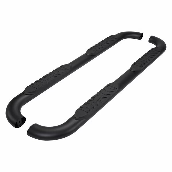 With Step Pads, 4" Oval Bent, Titanium Black, Mild Steel, With Welded End Caps, Trailfx, Mfr#: A1006B