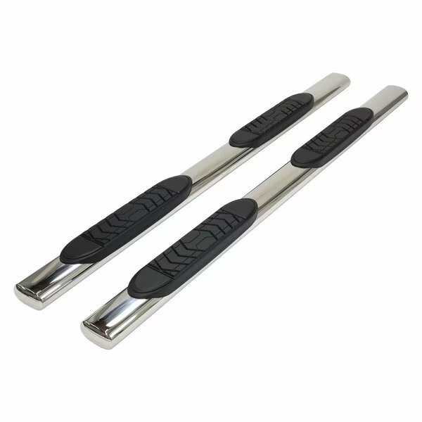 With Step Pads, 5" Straight, Polished, Stainless Steel, With Welded End Caps, Trailfx, Mfr#: A7002S