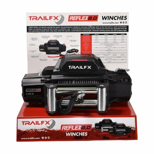 DISPLAY Red Painted Metal Countertop Winch Display Stand Shelf 21 Inch Length x 12 Inch Width, Trailfx, Mfr#: REFLEX2DSP