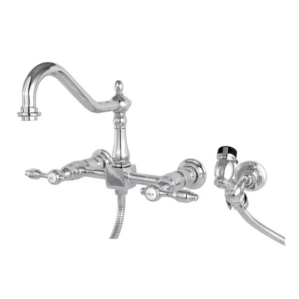 KS1241TALBS 8" Centerset Wall Mount Kitchen Faucet with Brass Sprayer, Tudor, Mfr#: KS1241TALBS