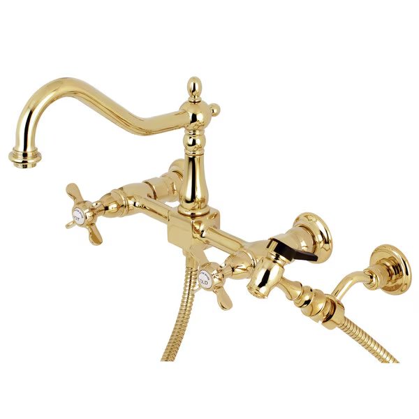 KS1242BEXBS 8" Centerset Wall Mount Kitchen Faucet with Brass Sprayer, Essex, Mfr#: KS1242BEXBS
