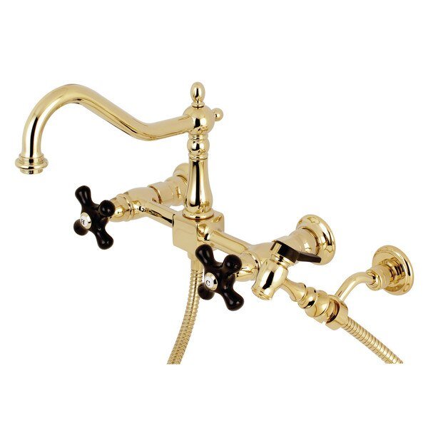 KS1242PKXBS 8" Centerset Wall Mount Kitchen Faucet with Brass Sprayer, Duchess, Mfr#: KS1242PKXBS
