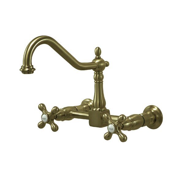 KS1243AX 2-Handle 8-Inch Wall Mount Kitchen Faucet, Heritage, Mfr#: KS1243AX