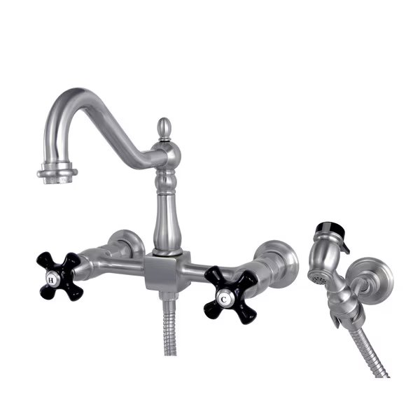 KS1248PKXBS 8" Centerset Wall Mount Kitchen Faucet with Brass Sprayer, Duchess, Mfr#: KS1248PKXBS