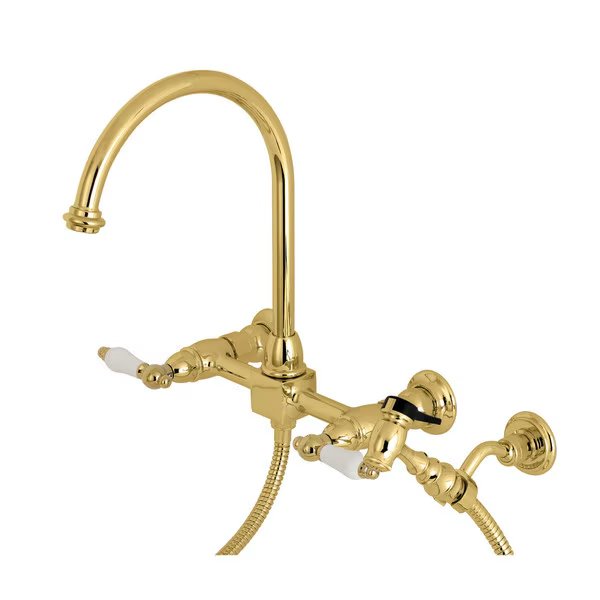 KS1292PLBS 8" Centerset Wall Mount Kitchen Faucet with Brass Sprayer, Restoration, Mfr#: KS1292PLBS
