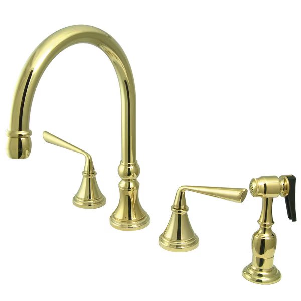 KS2792ZLBS 8-Inch Widespread Kitchen Faucet with Brass Sprayer, Silver Sage, Mfr#: KS2792ZLBS