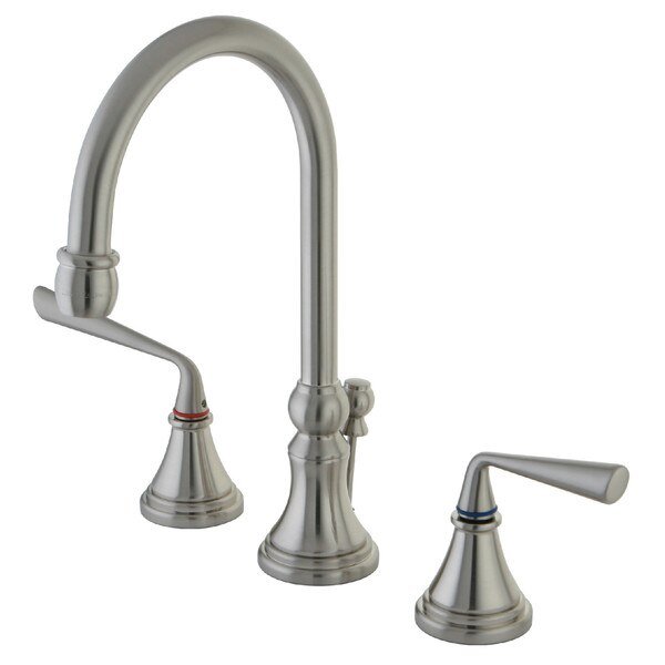 KS2988ZL 8-Inch Widespread Bathroom Faucet with Brass Pop-Up, Silver Sage, Mfr#: KS2988ZL