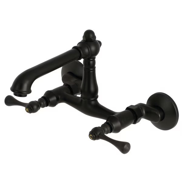 KS7220BL 6-Inch Adjustable Center Wall Mount Kitchen Faucet, English Country, Mfr#: KS7220BL