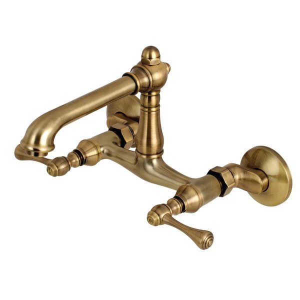 KS7223BL 6-Inch Adjustable Center Wall Mount Kitchen Faucet, English Country, Mfr#: KS7223BL