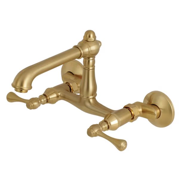 KS7227BL 6-Inch Adjustable Center Wall Mount Kitchen Faucet, English Country, Mfr#: KS7227BL