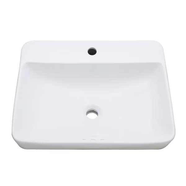 EV2318 Century 23" Rectangular Ceramic Drop-In Bathroom Sink, White, Fauceture, Mfr#: EV2318