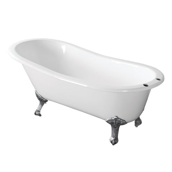 Clawfoot Bathtubs, 66.94 L, 30.69 W, White/Polished Chrome, Cast Iron, Aqua Eden, Mfr#: VCT7D673122ZB1