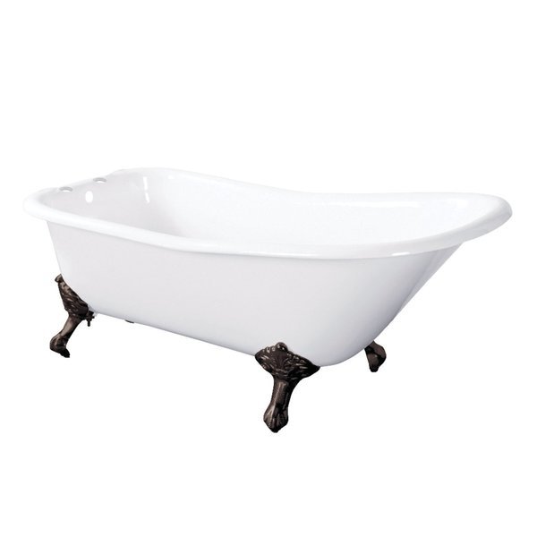 Clawfoot Bathtubs, 66.56 L, 29.5 W, White/Oil Rubbed Bronze, Cast Iron, Aqua Eden, Mfr#: VCT7D6630NF5
