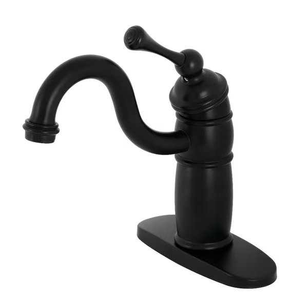 KB1480BL Vintage Single-Handle Monoblock Bar Faucet, Matte Black, Kingston Brass, Mfr#: KB1480BL