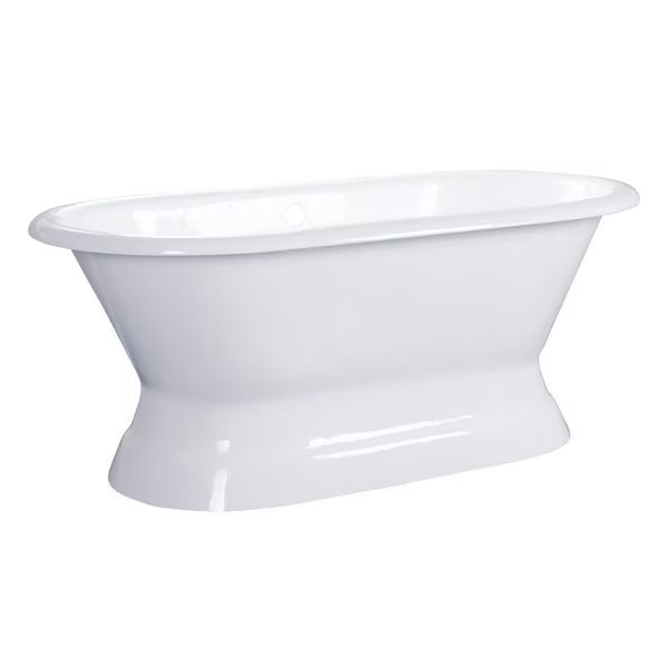 Pedestal Bathtubs, 60 L, 30.69 W, White, Cast Iron, Aqua Eden, Mfr#: VCTND603024