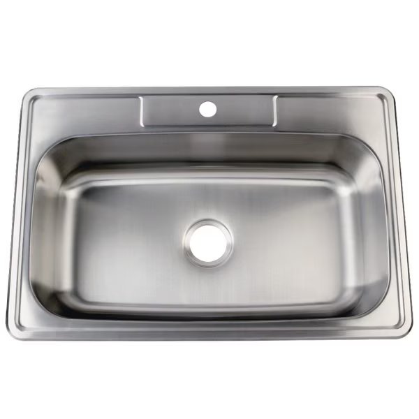 GKTS3322901 33"x22"x9" Self-Rimming Single Bowl Kitchen Sink (1 Hole), , Gourmetier, Mfr#: GKTS3322901