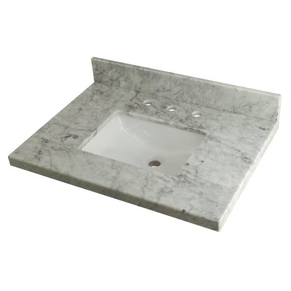 30" X 22" Marble Vanity Top W/ Square Undermount Sink, Marble, Kingston Brass, Mfr#: KVPB3022M38SQ