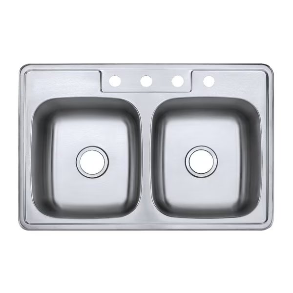 GKTD33228 Drop-in Double Bowl Kitchen Sink, Brushed, Gourmetier, Mfr#: GKTD33228