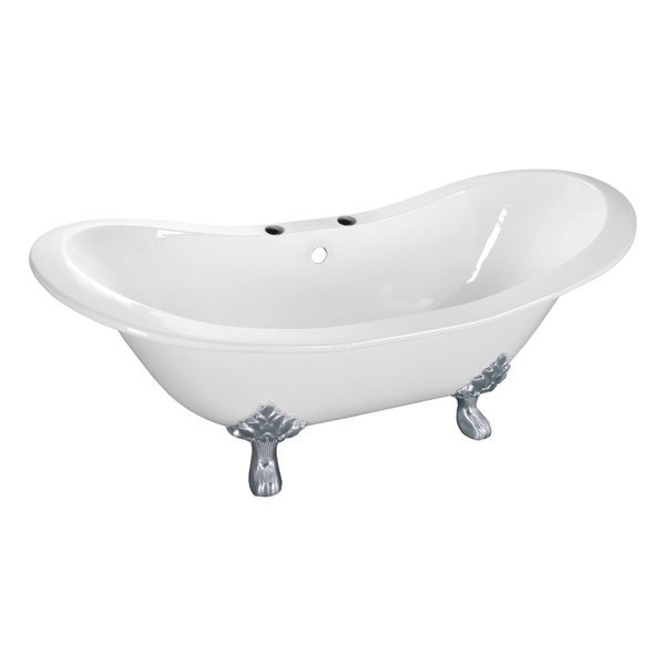 Clawfoot Bathtubs, 61 L, 30.13 W, White/Polished Chrome, Cast Iron, Aqua Eden, Mfr#: VCT7DS6130NC1